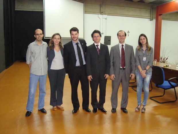 Os professores Eduardo Pereira, Silvania Mozer, Elísio Figueiredo, os palestrantes Jean Fernandes e Rodolfo Pereira e a Profa. Gabriela Moura
